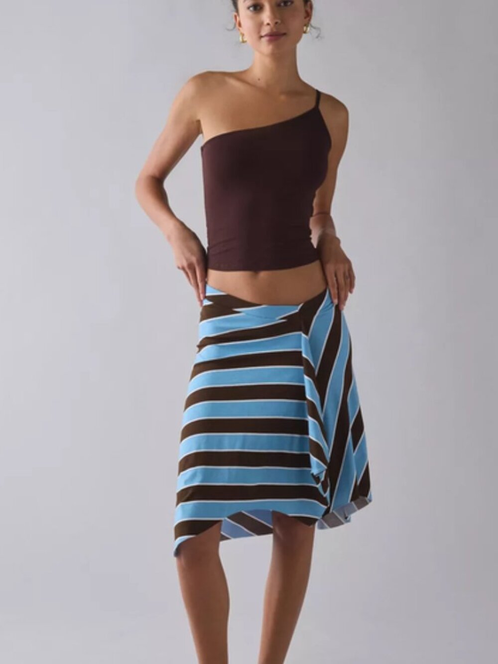 Retro Blue Stripe Low-Rise Skirt